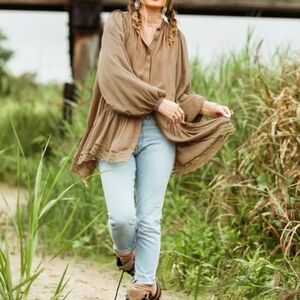 Womens NWT Olive Button Down Shirt